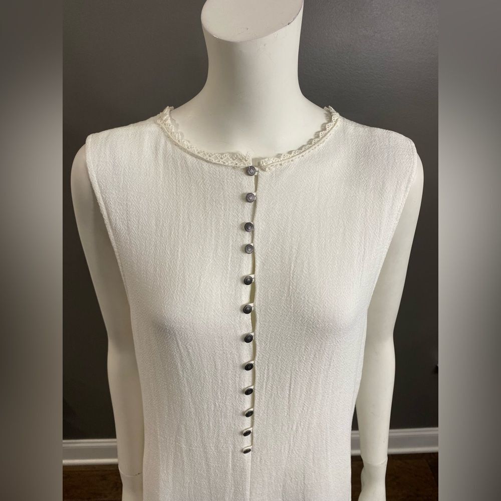 NWT $118 Free People Ivory Button-Front Mini Dress Size Large - Picture 2 of 11